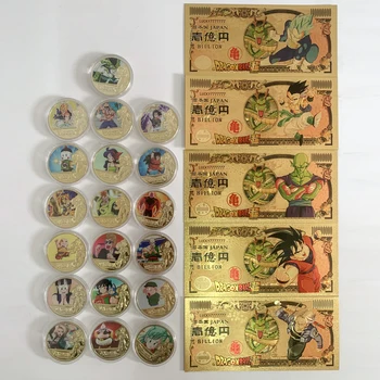 Anime Dragon Ball 24K zlatou Fóliou Bankoviek Cartoon Pamätné Výzvou Mince Darčeky pre Momery Suvenír Kolekcie Home Decor