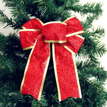 Veľké Červené Zlato Vianočný Stromček Luky Dekorácie Šumivé Lesk silvester Dekorácie Bowknot Strieborné Ozdoby Party Decor