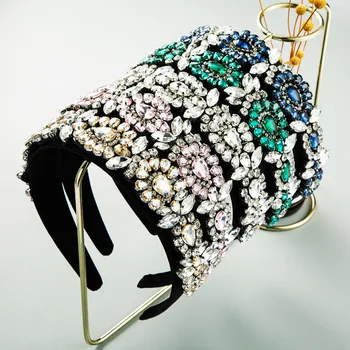 Nové Modely Ručné Luxusné Drahokamu Barokový Hlavový Most Crystal Kvet Bling Hairband Ženy, Doplnky Do Vlasov