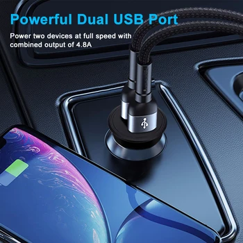 Dual Port USB Nabíjačka do Auta Mobilný Telefón Rýchle Nabíjanie Adaptér Auto Cigaretový Zapaľovač Vložka Pre iPhone 12 Pro Max Xiao 11 Huawei Obrázok 2