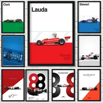 2021 F1 Formula Mclaren Majster Sveta Plagát Racing Lauda Clark Auto Dekorácie Art Decor Maľovanie Bar Izba Nástenné Plátno Plagát Obrázok 2