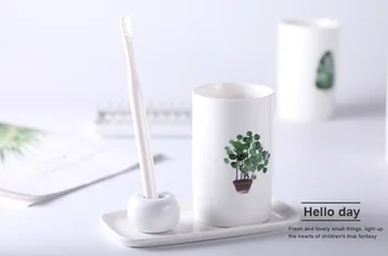 Tvorivé Keramické Šálky Nordická Zelená Rastlina Úst Pohár Domácnosti Kúpeľňa Kefka Cup Domov Kuchyňu, Kúpeľňu Vybavenie