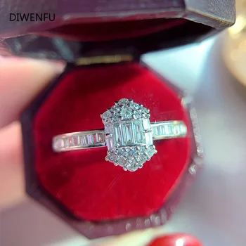 Diamond Office S925 Strieborné Prstene pre Ženy Milujú Pár snubných prsteňov Krúžky Luxusné Silver Diamond Jemné Šperky, Darček pre Miluje
