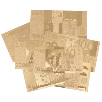 7PCS 5/10/20/50/100/200/500 Euro Zlate Pamätné Mince v Zbierke Falošné Peniaze, Suveníry, Dekorácie Obrázok 2