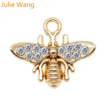 Julie Wang 2KS Bee Charms Zliatiny Hmyzu Drahokamu včiel medonosných Náhrdelník Prívesok Náramok Príslušenstvo Šperky Robiť