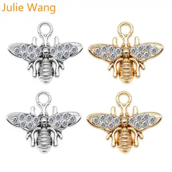 Julie Wang 2KS Bee Charms Zliatiny Hmyzu Drahokamu včiel medonosných Náhrdelník Prívesok Náramok Príslušenstvo Šperky Robiť Obrázok 2