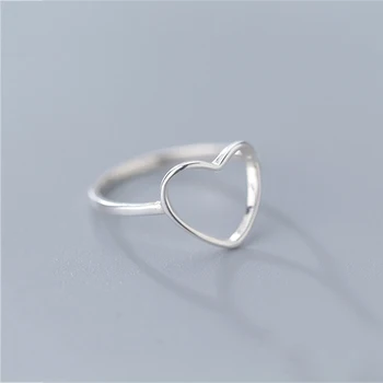 925 Sterling Silver Minimalistický Krúžok Pre Ženy, Svadobné Duté Srdce Módne šperky Roztomilý Valentína Gif