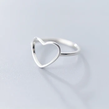 925 Sterling Silver Minimalistický Krúžok Pre Ženy, Svadobné Duté Srdce Módne šperky Roztomilý Valentína Gif Obrázok 2