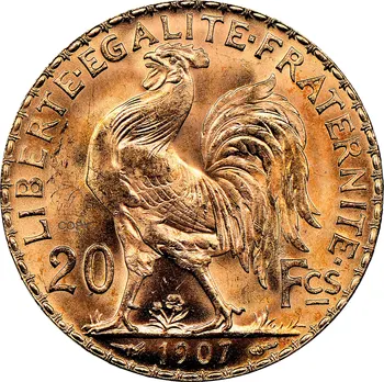 Francúzsko 1907 20 Frankov Zlato Marianne Kohút Tretej Republiky Mosadze, Kov Kópiu Mince Liberte Replika Výroby