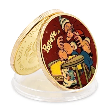 Umelecké Ozdoby 6Pcs Súčasnosti Popeye Pozlátené Kovové Mince Domova Kolekcie Valentín Prítomný
