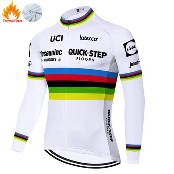 2022 Nový Cyklistický dres QUICK STEP ProTeam dlhý rukáv camisa de ciclismo masculina Zimné Thermal Fleece maillot velo homme