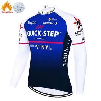 2022 Nový Cyklistický dres QUICK STEP ProTeam dlhý rukáv camisa de ciclismo masculina Zimné Thermal Fleece maillot velo homme Obrázok 2