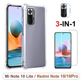 Pre Redmi Poznámka 10 Pro Prípade, Anti-Shock Kryt Xiao Redmi Note10/Mi 10/Mi Poznámka 10 Lite mäkké sklo + telefón prípade Redmi+Poznámka+10+Pro Obrázok 2
