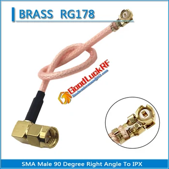 SMA Male Pravom Uhle 90 Stupňov K IPX U. FL IPEX RF Konektor na Koaxiálny Pigtail Jumper RG178 Kábel Nízke Straty Obrázok 2