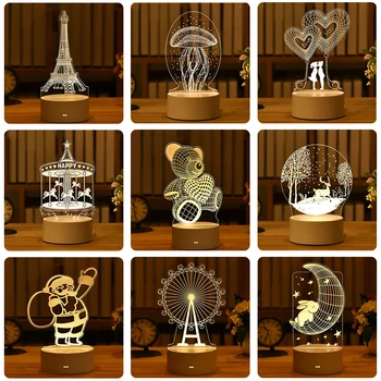 Romantická Láska 3D Akrylové Led Lampa pre Domáce detské Nočné Svetlo stolná Lampa Narodeninovej Party Dekor Valentína Nočná Lampa Obrázok 2