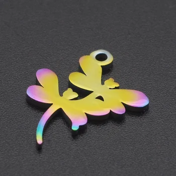 5 ks/veľa Nehrdzavejúcej Ocele Rainbow 2 Dragonfly Kúzlo Prívesok Veľkoobchod Šperky Robiť Kúzla OEM Akceptovanej Objednávky Nikdy Nevyblednú Obrázok 2
