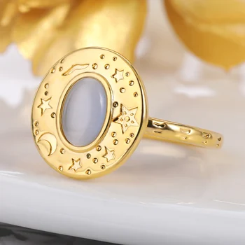 Hviezda Mesiaca Zirkón Crystal Zapojenie Promise Ring Módne Veľké Oválne Snubné Prstene pre Ženy Valentín Šperky Darček BFF