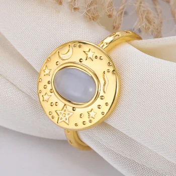 Hviezda Mesiaca Zirkón Crystal Zapojenie Promise Ring Módne Veľké Oválne Snubné Prstene pre Ženy Valentín Šperky Darček BFF Obrázok 2
