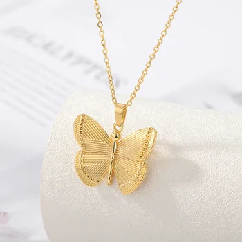Z Nehrdzavejúcej Ocele Motýľ Náhrdelník Pre Ženy Atraktívnemu Choker Jedinečný Clavicle Reťazca Elegantné Prívesky Golier Glamour Motýľ Šperky