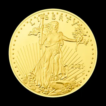 V spojených Štátoch Amerických, Socha Slobody Suvenír Mince V Boha veríme Eagle Vzor pozlátená Pamätná Minca