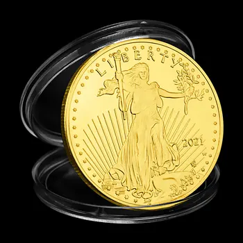 V spojených Štátoch Amerických, Socha Slobody Suvenír Mince V Boha veríme Eagle Vzor pozlátená Pamätná Minca Obrázok 2
