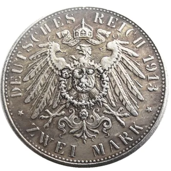 Nemecko, Bavorsko 2 Známky 1913 Strieborné Pozlátené Kópiu Dekoratívne Mince Obrázok 2