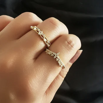 SINLEERY Vintage Zlatá Farba prstene pre ženy Pearl Cubic Zirconia svadobných doplnkov zapojenie Módne Šperky 2022 JZ085 SSP