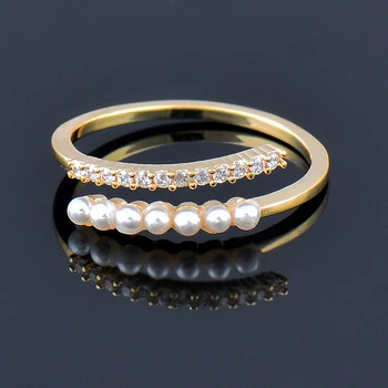 SINLEERY Vintage Zlatá Farba prstene pre ženy Pearl Cubic Zirconia svadobných doplnkov zapojenie Módne Šperky 2022 JZ085 SSP Obrázok 2