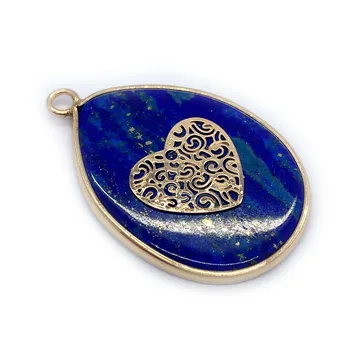 Prírodný Kameň Prívesok Lapis Lazuli Náhrdelník Modrá Prívesok Sapphire Blue Drop-tvarované Kovové Lemovanie Retro Šperky DIY Výroby