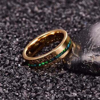 6 mm Elektrické Leštené Zlato Vykladané Green Opal Karbid Volfrámu Krúžok pánskej Módy Svadobné Šperky Najlepší Darček AAA Kvality