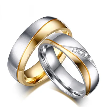 MOREDEAR Prstene Pre Ženy, Muža, Svadobný Prsteň 14KGP 316l Nerezovej Ocele Sľub Šperky Obrázok 2