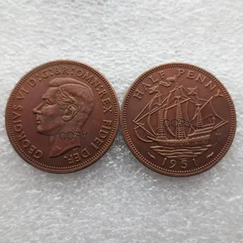 UK Replika 1949 1950 1951 1/2 Penny - George VI bez 