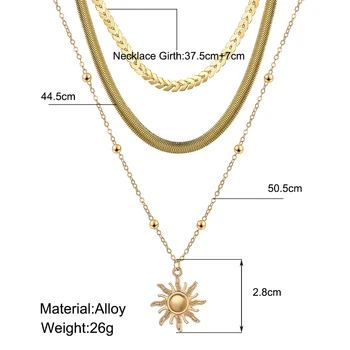Nový Jednoduchý Zlatá Farba Multi-layer Náhrdelník Dievča, Hviezdy, Mesiac Choker Geometrické Náhrdelník Prívesok pre Ženy Choker Príslušenstvo Šperky Obrázok 2