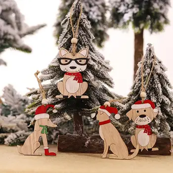Vianočné Dekorácie Drevené Stromu Auto Visí Prívesok Malých Zvierat Vianočný Strom Ornament 2022 Nový Rok Veselé Vianoce