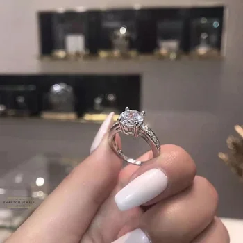 Nové Trendy Zirkón Romantický Pár DIY Crystal Aliancie Zapojenie Snubné Prstene Pre Mužov, Ženy Šperky Obrázok 2