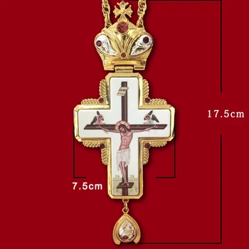 Náboženské pectoral kríž vysokej kvality s zlatenie pravoslávnej položky ježiš kríž crystal pastor reťazca prívesok dlhý náhrdelník