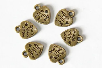 50pcs/veľa Antické Bronzové Pozlátené Malé Srdce Kúzlo Prívesky S Písmenami DIY Kúzlo Náramok Šperky Čo Zistenia Dodávky Obrázok 2
