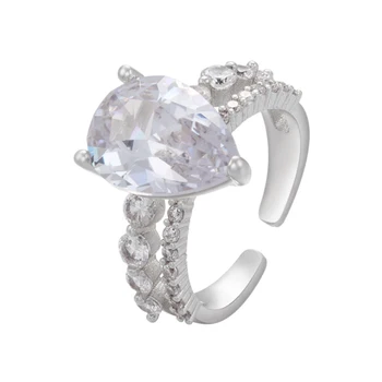 ZAKOL2021 Nové Klasické Kvapka Vody AAA Cubic Zirconia Prstene pre Ženy, Luxusné Nevesta Zapojenie snubný Prsteň Šperk ZPR81 Obrázok 2