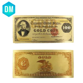 Farebné Amerických Bankoviek 1908 v hodnote 100 Dolárov Zlato, Bankovky Suvenír z NÁS Falošné Papierové Peniaze Bill