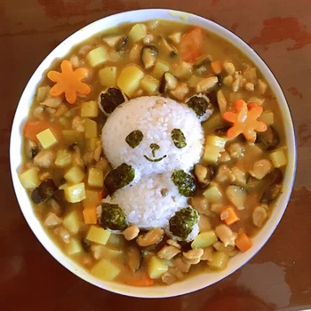 Suché Pražené morských Rias Fréza Sada 4 v 1 Baby Panda Sushi Formy DIY Panda Onigiri Ryža Maker Sandwich Toast Fréza Plesní