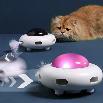 2021New domáce zvieratá, Smart UFO Hračky, Interaktívne Mačacie Príslušenstvo Hry Automatické Mačka Pierko Logická Hračka Elektrické Zábavné Mačiatko