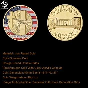 Druhej svetovej VOJNY Normandie Vojny Cimetiere Americký Gold Výzvou Armády Medaily Pamätné Mince W/ Luxusné Box Zber Obrázok 2