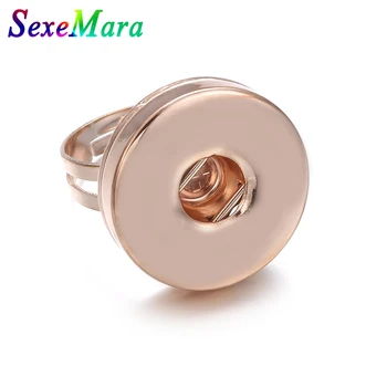 Nový Modul Tlačidlo Krúžok Šperky Resizable Rose Gold Color 18 mm Modul Tlačidlo Prstene pre Ženy Obrázok 2