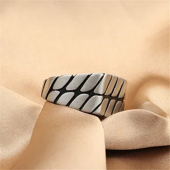 Módne Šperky Z Nerezovej Ocele Zebra-Prúžok Krúžok Mužov Trendy Jednoduché Punk Šperky Darček Obrázok 2