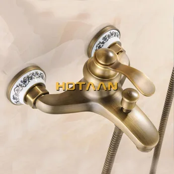Doprava zadarmo, Kúpeľňa Vaňa Stenu Ručné Antique Brass Sprcha Hlavu Auta Sprchové Batérie, Držiaky YT-5340-B Obrázok 2