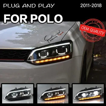 Predné svetlo Na VW Polo 2010-2018 Auto LED DRL Hella 5 Xenon Šošovky Hid H7 VW Vento Auto Príslušenstvo