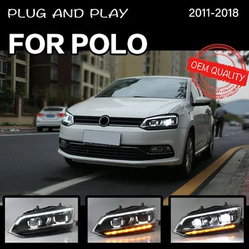 Predné svetlo Na VW Polo 2010-2018 Auto LED DRL Hella 5 Xenon Šošovky Hid H7 VW Vento Auto Príslušenstvo Obrázok 2