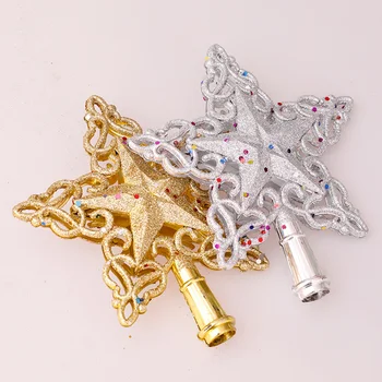 Gold Glitter Vianočný Stromček Vňaťou Star Vianočné Ozdoby Duté Umelecké Päť Špicaté Hviezdy Domov Xmas Tree Top Navidad Ozdoby