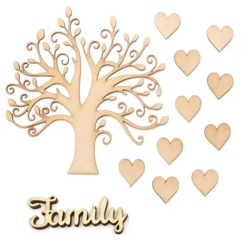 Drevené MDF Family Tree Set kit s Drevenými Láska Srdce Rodiny Slovo Drevené DIY Plavidlá Prázdne Tvary