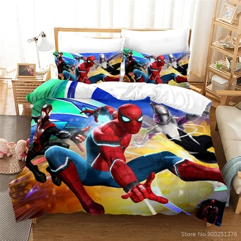 Marvel Comics Spiderman Spider-Man posteľná bielizeň Nastaviť Kráľovná King Size Perinu / Tešiteľ Kryt s obliečka na Vankúš Nastaviť bytový Textil